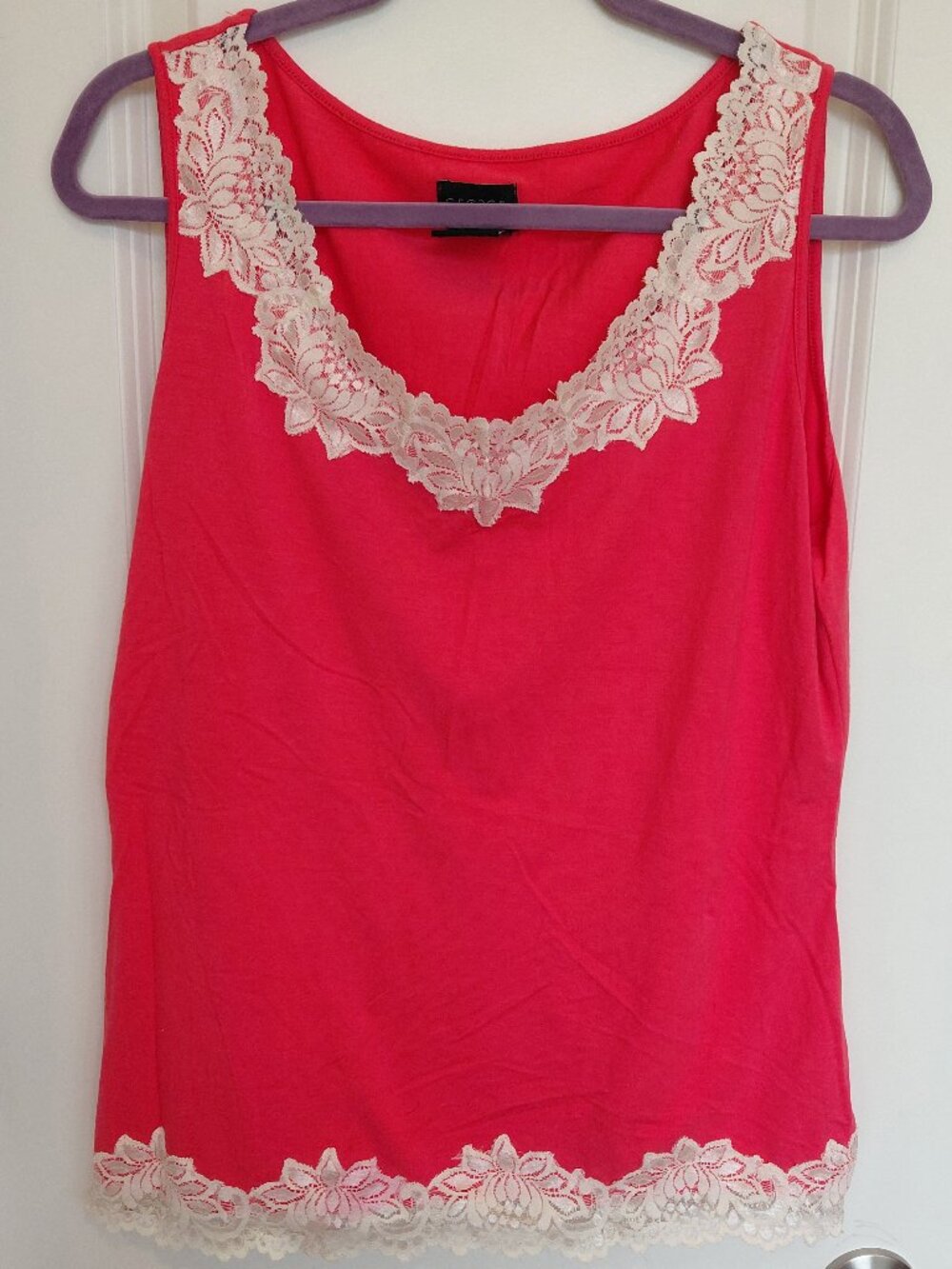 Pink Lace Trim Tank